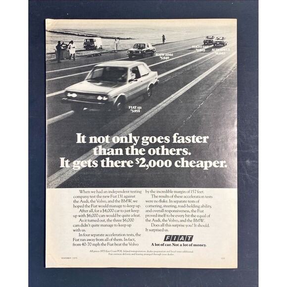 Fiat 131 "A Lot of Car. Not a Lot of Money" Vintage Print Ad 1975 - Picture 3 of 3